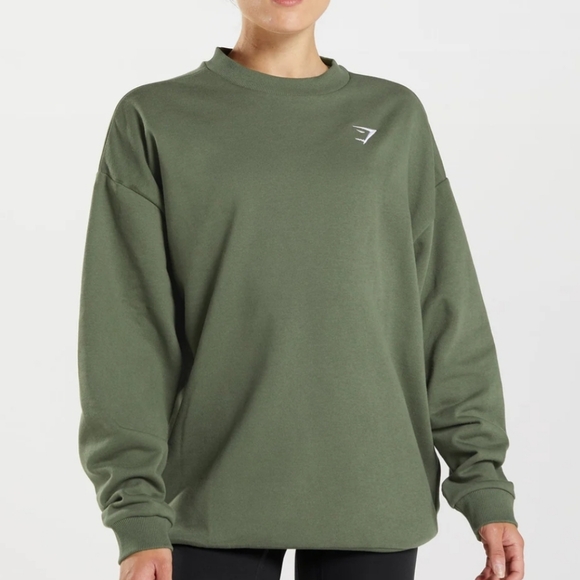 NWOT Gymshark Olive Green Crew Neck Sweater - Picture 1 of 3